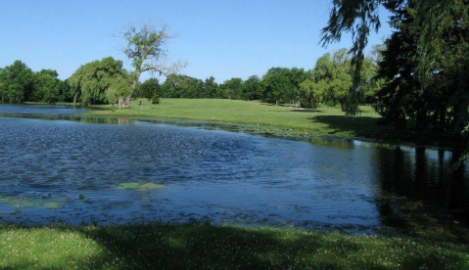 View of lake on course